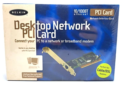 SEALED Belkin F5D5000 Desktop Network PCI Card 10/100MBt FREE SHIPPING - Image 1 of 4