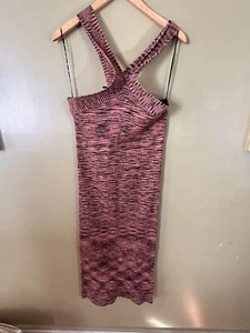 DKNY Women's Crisscross Keyhole  Long Dress, Brown Black Size Extra Large XL - Picture 1 of 9