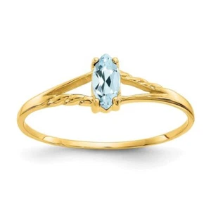 10K Yellow Gold Polished Genuine Aquamarine Ring Size 7 - Picture 1 of 6