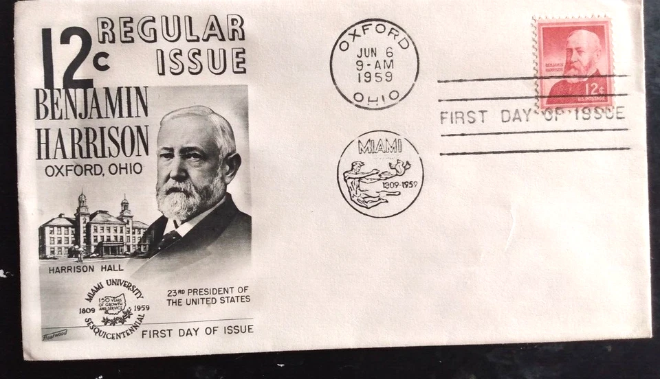 Presidente Benjamin Harrison 1959 Fleetwood Cachet FDC UNADDR Foto 1 de 1