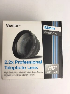 2.2X TELEPHOTO LENS 52mm AptTo Camera NIKON SAMSUNG 1S PENTAX PANASONIC G1 2.5X - Image 1 of 4