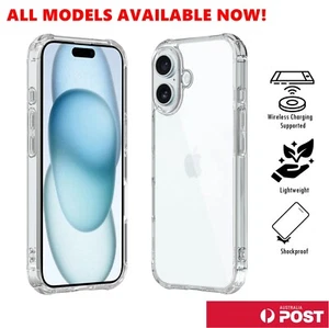 Fit iPhone 16 15 14 13 12 11 Pro Max X XR Transparent Back Phone Case Cover - Picture 1 of 9