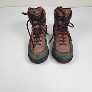 Mon trail Hi Tec Hiking Terra Flex Brown Leather/ Red Fabric Women's Size 9.5M - Picture 1 of 7
