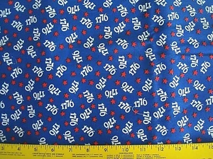 Vintage July 4th Patriotic Red White Blue Stars 1776 Cotton Blend 1 yard - Picture 1 of 3