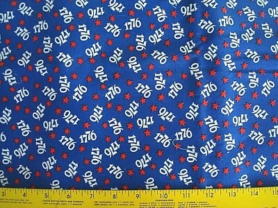 Vintage July 4th Patriotic Red White Blue Stars 1776 Cotton Blend 1 yard - Image 1 of 3