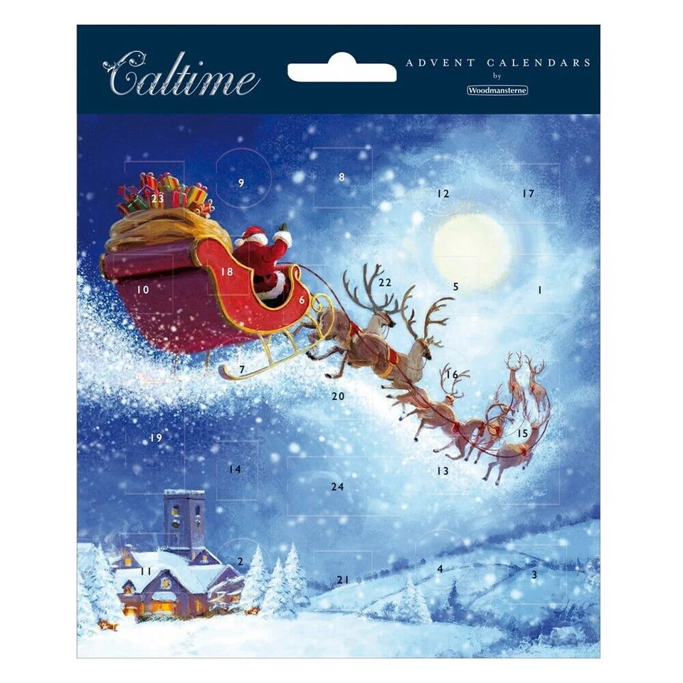 Christmas Eve Santa Sleigh Caltime Advent Calendar Card 160 x160mm - Image 1 of 1