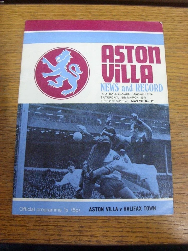 13/03/1971 Aston Villa v Halifax Town  (folded, scores on back). All UK orders h - Image 1 of 1