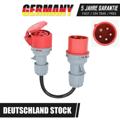 CEE Adapter 5-Pol Starkstrom 32A Stecker auf 16A Kupplung IP44 Schutz 0.5m - Bild 1 von 4