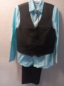 Boys Van Heusen Size 10 4 Piece Dress Suit Set Ink On Sleeve Cuff - Picture 1 of 6