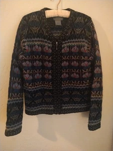 Squaw Valley Pullover Damen Medium mehrfarbig Wolle Cardigan Blumen Cropped Vintage - Bild 1 von 7