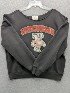Wisconsin Badgers Sweatshirt Damen Large grau College Football Rundhalsausschnitt Bucky - Bild 1 von 5