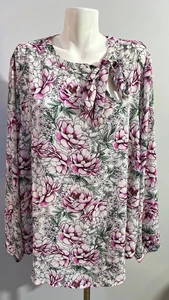 Blusa Top Torrid Harper Floral 3X Blanco Rosa Cuello Atado Usada en Excelente Condición - Imagen 1 de 4