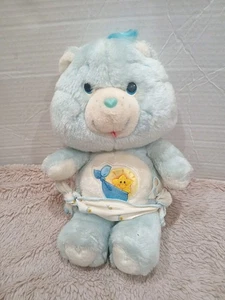 Vintage Care Bears Plush Baby Tugs Blue Diaper Soft Toy Swaddle Star Belly Badge - Picture 1 of 11