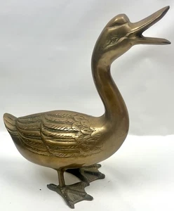 VINTAGE GROSSE MESSINGGANS Figur 10"H, 12"L. 2LB - 11,3OZ - Bild 1 von 6
