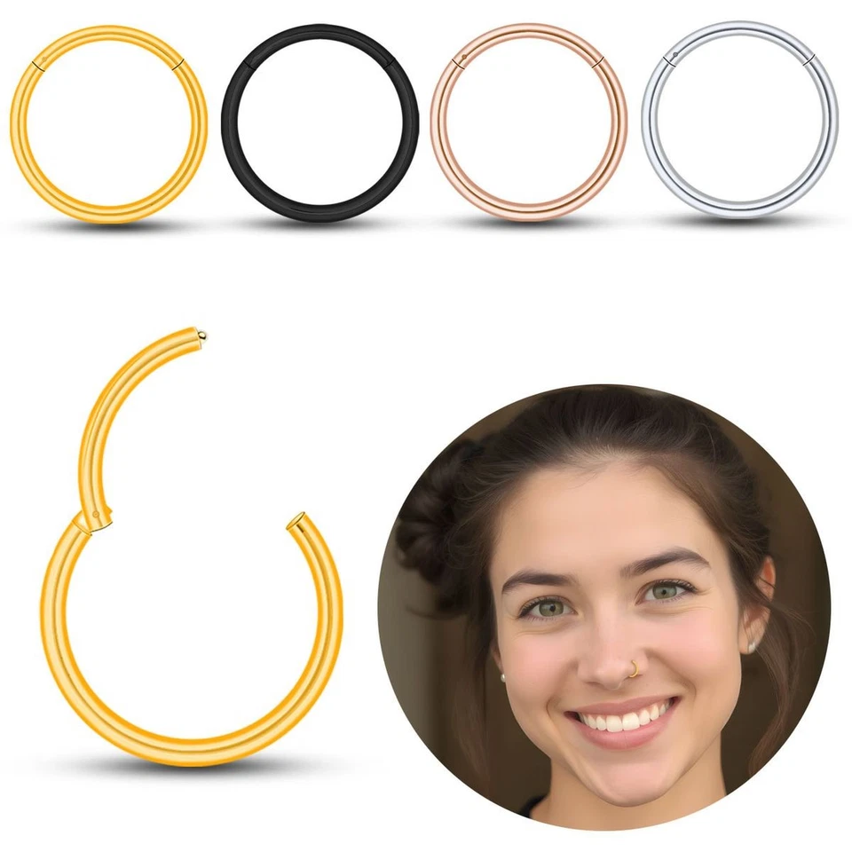 Segmentring Clicker Piercing Edelstahl für Nase Ohr Lippe Septum Tragus Ring - Bild 1 von 1
