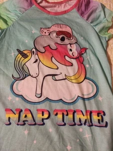 NWT Wonder Nation Girls Size 6-6X "Nap Time" Nightshirt Sloth Cat Unicorn - Picture 1 of 3