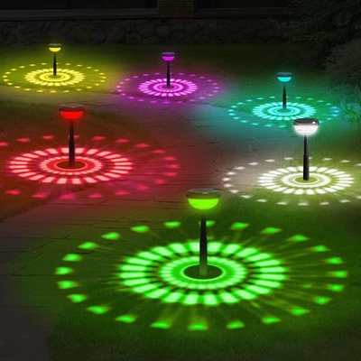 Led Pathway Lights Color Changing Solar Outdoor Auto On/off 3000k White & Rgb - Image 1 of 4