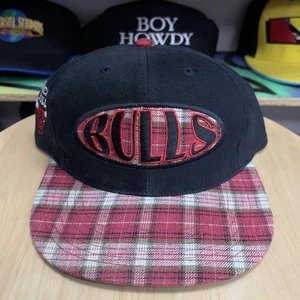 Vintage 90s ANNCO Chicago Bulls Hat - Plaid Bill - Snapback - NBA Cap - CLEANED! - Bild 1 von 5