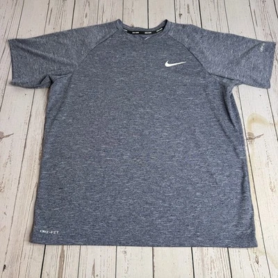 Nike Swim Shirt Mens Medium Crewneck Short Sleeve DriFit UPF 40+ Navy Blue - Image 1 of 4