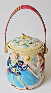 Vintage 1950s Walt Disney Cinderella and Prince Cookie Jar with basket handle - Picture 1 of 10