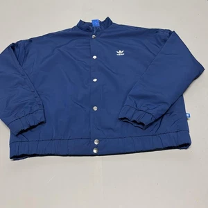 Adidas Chaqueta Para Hombre Mediana Azul Trifolio Botón a Presión Puffer Abrigo Bombardero Atlético - Imagen 1 de 9