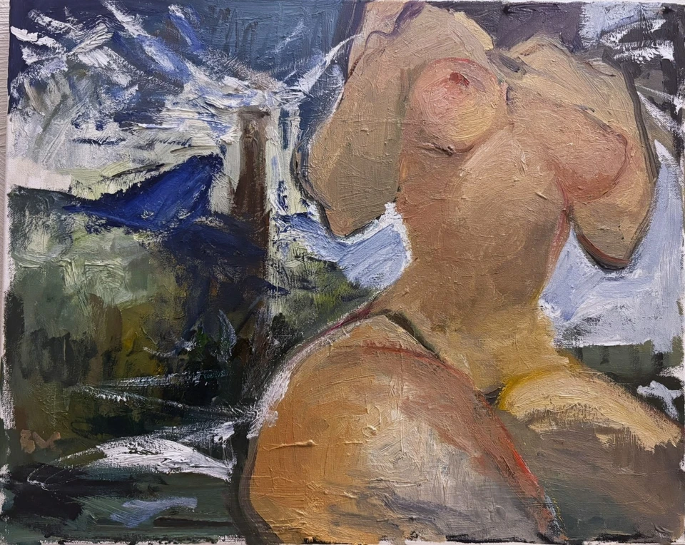 Pintura al óleo faro de sirena náutica Boudoir 16x20 sobre lienzo original firmada Foto 1 de 1