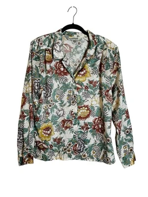 Blusa Vintage Diane Von Furstenberg Satén Floral Clásica Casa Retro Talla 10 Foto 1 de 4