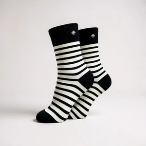 KATE SPADE Black And White Striped Socks NWOT  - Picture 1 of 3