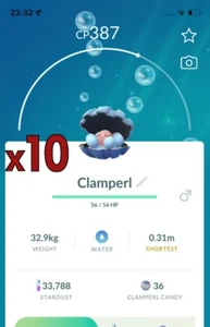 10x Clamperl Pokemon Bundle !! Good Chance of Lucky and Good IVs !! Go - Picture 1 of 1