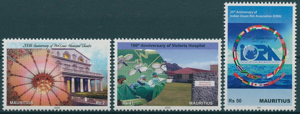 Mauritius 2022 MNH Anniversaries Stamps IORA Victoria Hospital Theatres 3v Set - Image 1 of 1