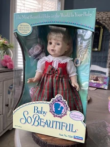 13" 1995 Playmates Baby So Beautiful Doll Blonde Hair Brown Eyes Plaid Dress - Picture 1 of 6