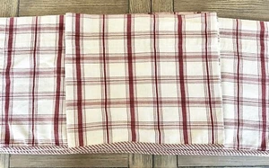 Set Of 2 WAVERLY Crimson Red / Beige Pantry Plaid Valances (60”x13”) Shabby Chic - Picture 1 of 4