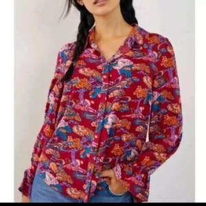 Anthropologie Maeve Darla uccellino abbottonato astratto artistico boho orientale rosa XS - Foto 1 di 8