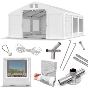 Partyzelt 5x6m Moskitonetz Gartenzelt Eventzelt Cateringzelt 6x5 weiß PVC SP - Bild 1 von 4