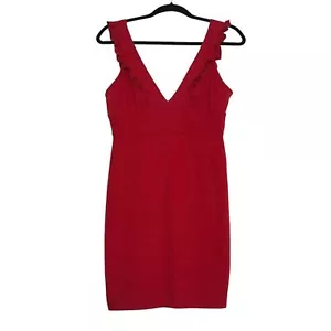 Agaci Womens Y2K Fairy Ruffled V-Neck Bodycon Dress Size M Red Sleeveless Party - Picture 1 of 5