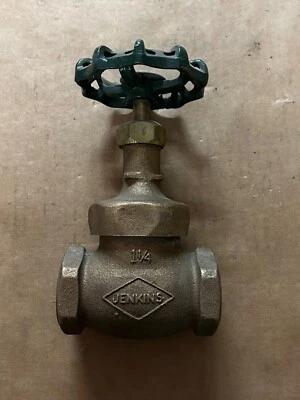 Jenkins 1-1/4" Brass Globe Valve Cat 106BJ 150 S 300 CWP Threaded - Image 1 of 4