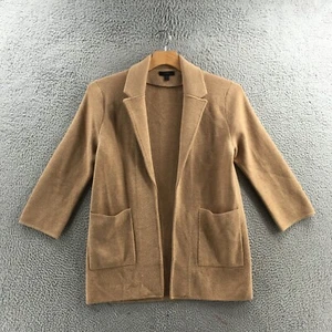 J.Crew Blazer Sweater Womens M Beige Wool Open Front Cardigan Long Sleeve Pocket - Picture 1 of 15