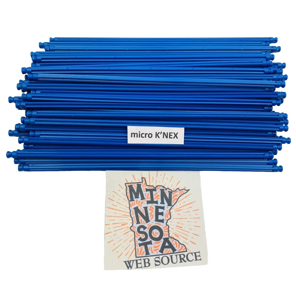 100 MICRO Knex Blue Rods 5.4" - K'nex Small Tiny Mini Parts - Image 1 of 2