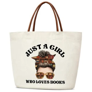 Book Tote Bag Floral Tote Aesthetic Canvas Tote Bag Book Lover Gifts Birthday... - Picture 1 of 5