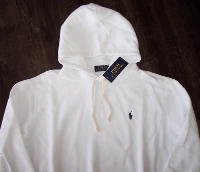 NUEVO CON ETIQUETAS Polo Ralph Lauren BLANCO SÓLIDO Polar Sudadera con Capucha Para Hombre XXL AZUL MARINO PONY Foto 1 de 4