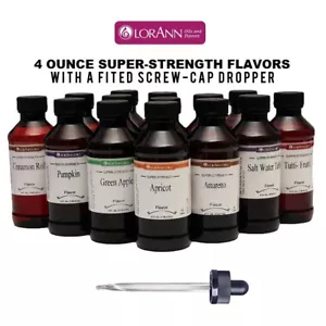 LorAnn 4 oz Super Strength Flavors, Oils, Four Ounce with Fitted Glass Dropper - Picture 1 of 46
