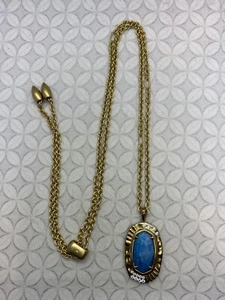 Kendra Scott Anna Long Pendant Necklace In Vintage gold tone Teal Apatite - Picture 1 of 14