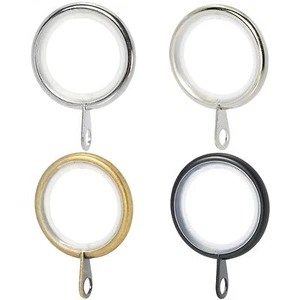 Chrome/Brass/Black Curtain Rings FITS 16/19mm POLES Metal Silver Rod Voile Small - Picture 1 of 15