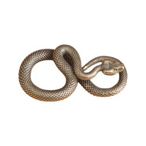Fengshui Brass Snake Statue Keychain Charm Desktop Sculpture for Artistic Decors - Picture 1 of 8