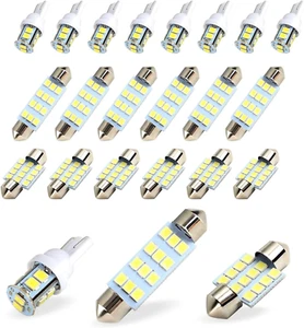 Pack of 20 LED Car Bulbs Kit, T10 31mm 42mm Festoon, White 6000K License Plate - Picture 1 of 7