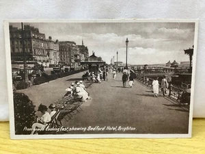 Brighton, Promenade looking East showing Bedford Hotel, Sussex, unbranded pcard. - Picture 1 of 3