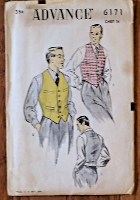 "RARE" Advance Pattern 6171 Men's Vest, Chest 36 (The Precision Pattern) - Image 1 of 2