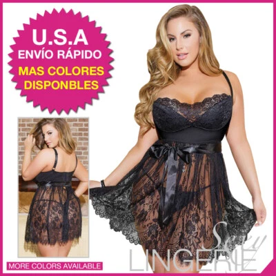 Ropa Intima Lenceria Para Mujer Dormir Babydoll Encajes Tanga Sexy Pijama 018 Foto 1 de 4