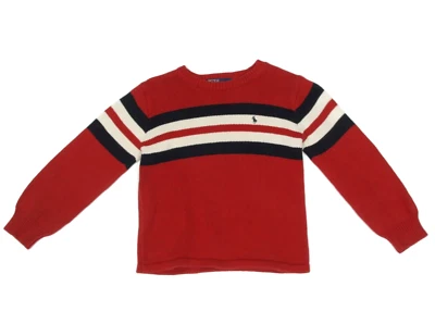 Polo Ralph Lauren Rojo Azul Blanco Rayas Niños Algodón Suéter Japón talla 6/450 Foto 1 de 4