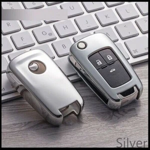 Silver Key Fob Cover For Vauxhall Opel Astra Corsa Adam Cascada Case Button t10s - Imagen 1 de 6